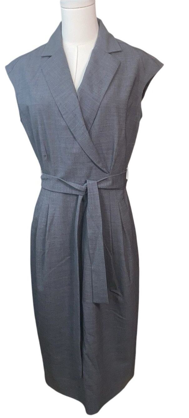 NWT MM Lafleur Gray Catherine Dress Collared Midi Size 10
